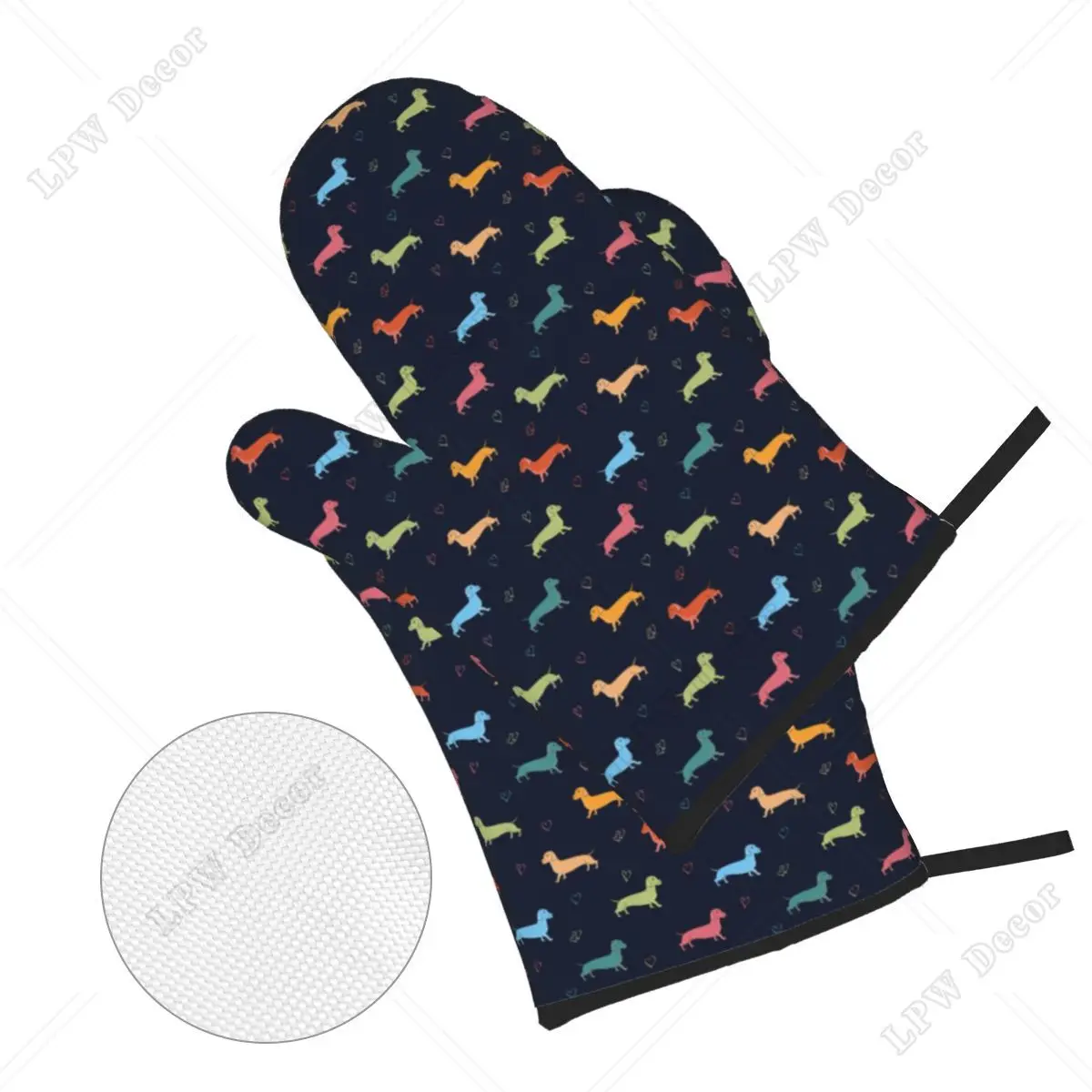 Dachshund Oven Mitts and Pot Holders 4pcs Badger Sausage the Wiener Dog Kitchen BBQ Gloves for Cooking Baking Grilling Potholder