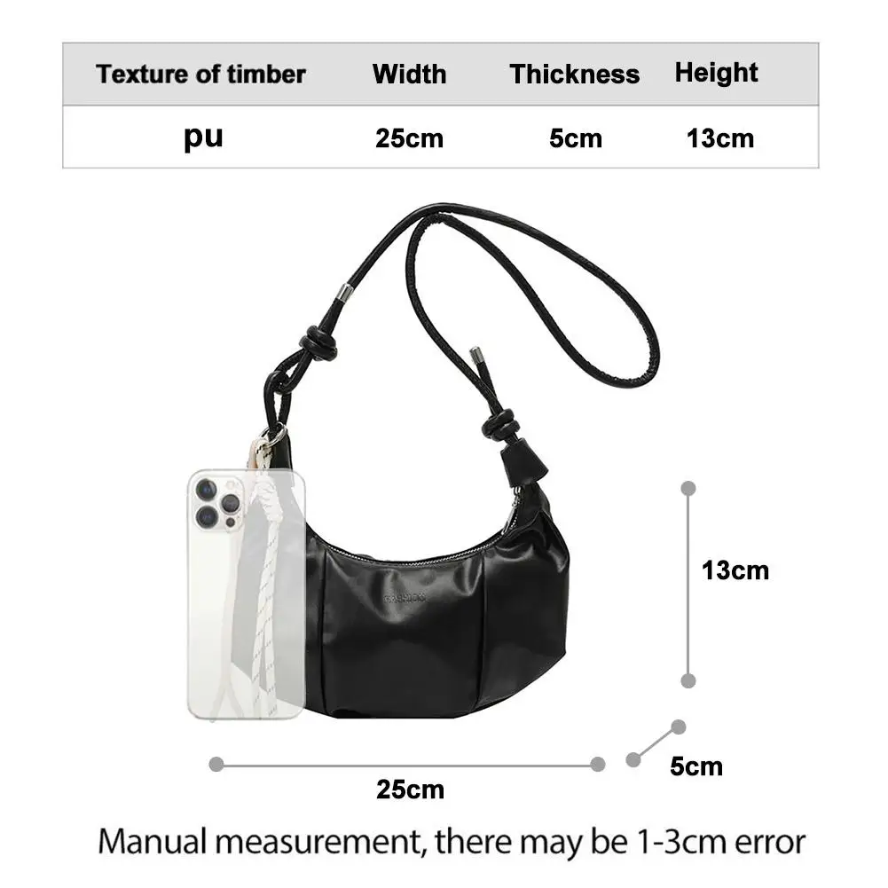 Umhängetasche für Damen, Kunstleder-Schultertasche, plissierte Halbmond-Hobo-Tasche, Unterarm-Tasche, lässige Umhängetasche, Messenger-Tasche – Detail 31