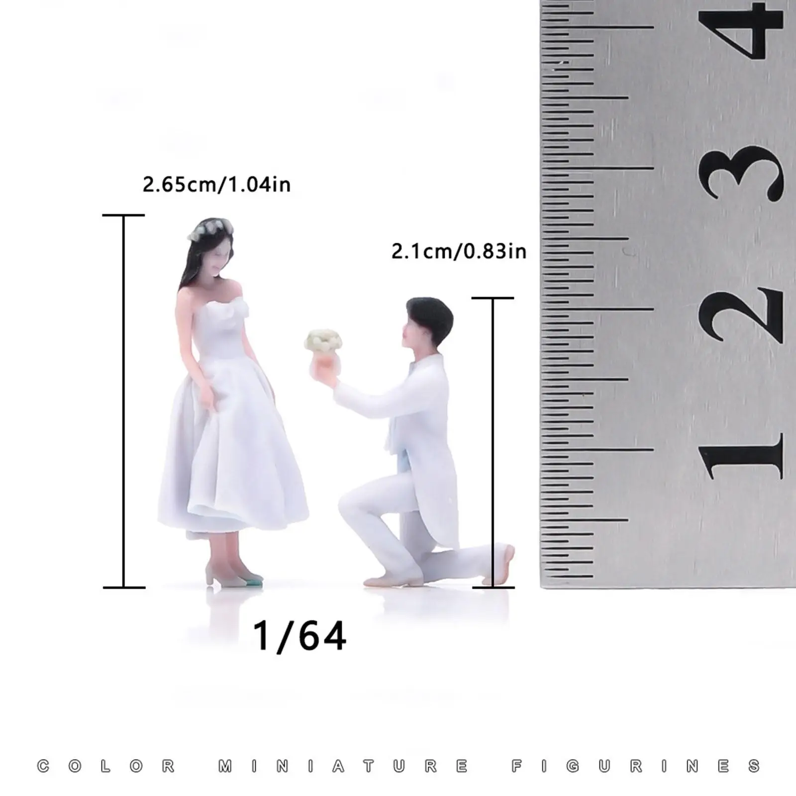 

2x 1:64 Scale Miniature Couple Figure Decor for Micro Landscape DIY Projects