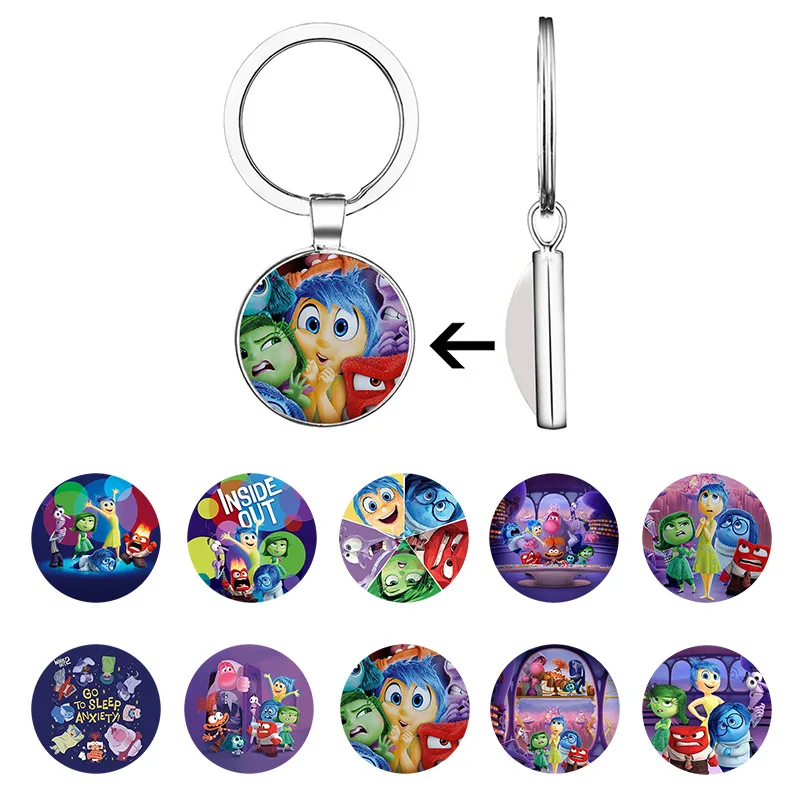 Disney Inside Out 2 Time Gem Pendants Keychain Action Figures Toys Cartoon Accessories for Car Bag Keychains Kids Birthday Gifts