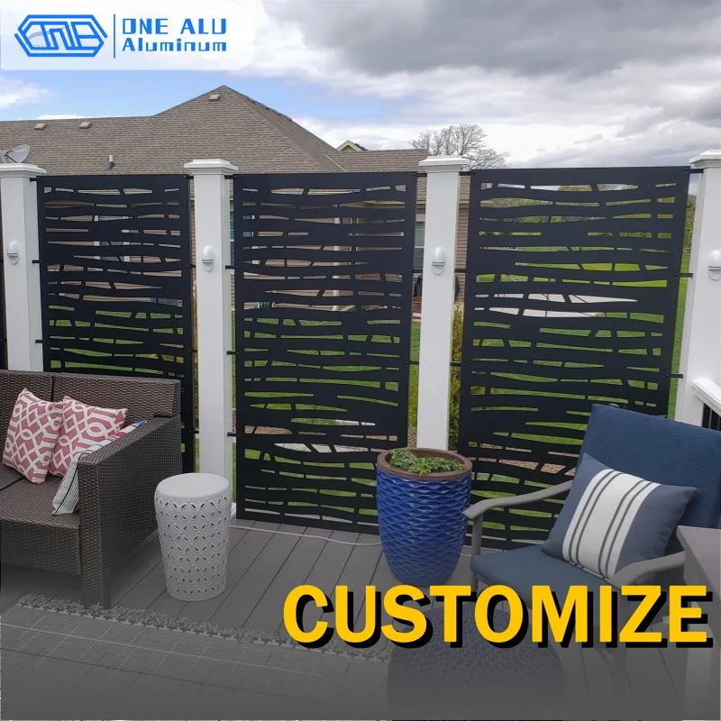 Horizontal Slat Aluminium Fence Panels Privacy Screens Metal Garden Yard Patio Backyard Villa Outdoor Modern Custom Black Grey