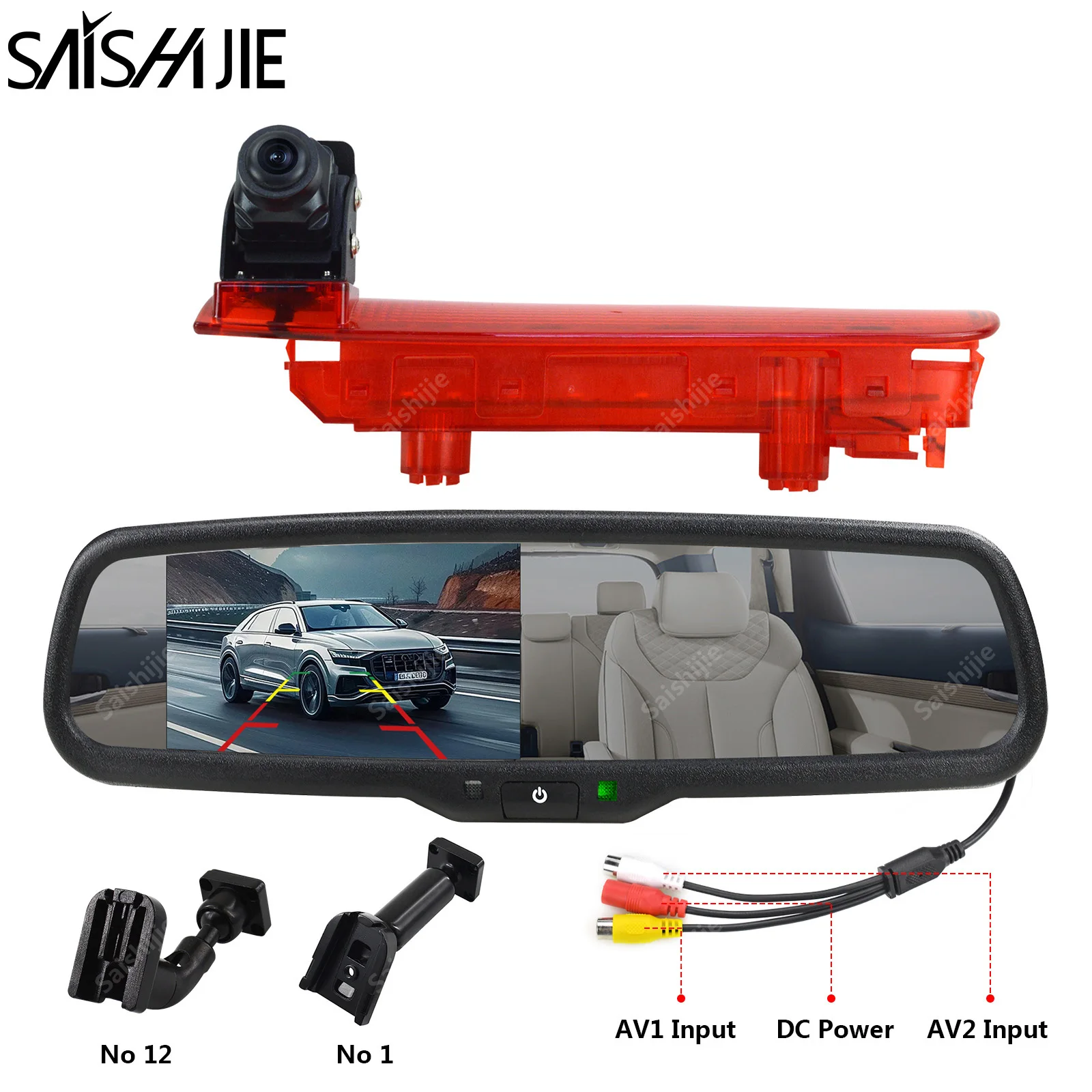 

Car Brake Light High Reversing Rear View Camera 4.3 inch Mirror Monitor Kit for VW T5 & T6 (2010-Current) Van Backup Camera