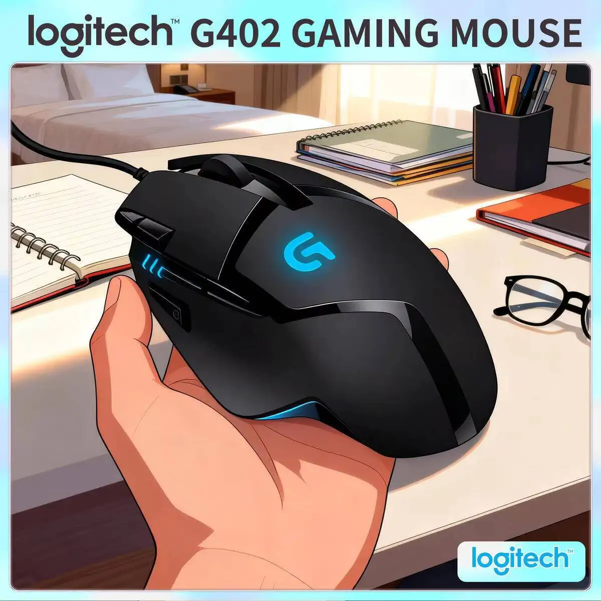 

Logitech G402 Gaming Mouse Wired 4000 DPI 8 Buttons 1ms Response Ergonomic for PC Esports CS:GO Gamer