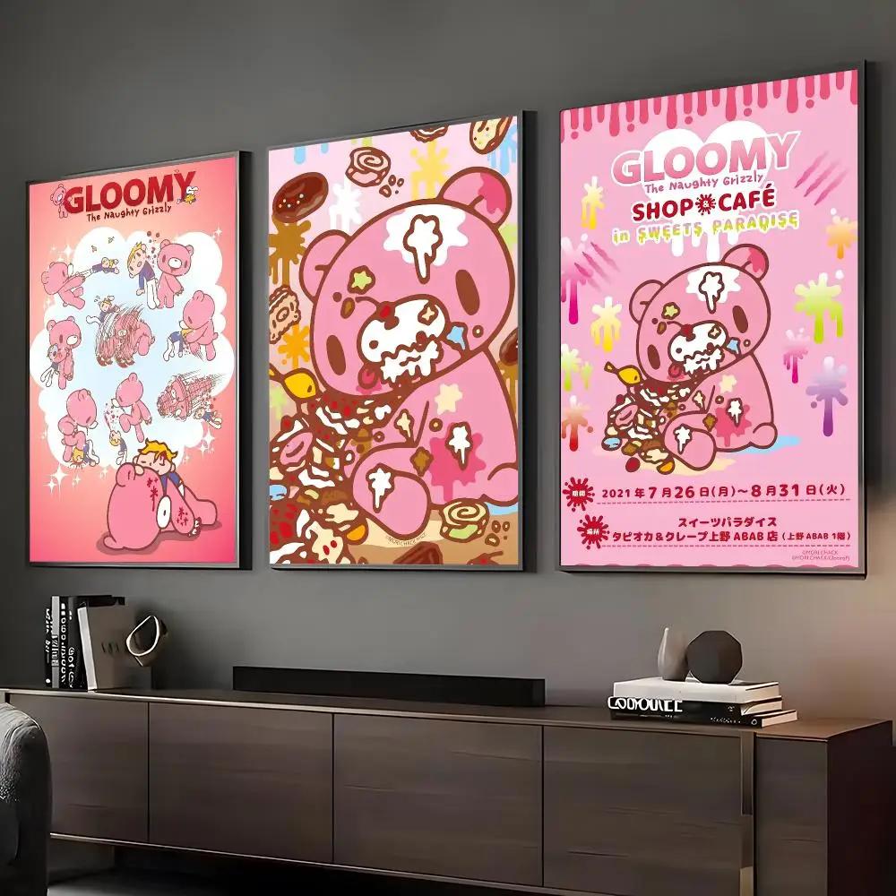 Cartoon G-Gloomy Bear Painting Calligraphy HD Art Wall Room Decor Home Waterproof Home Living Bar Decorative Paintings