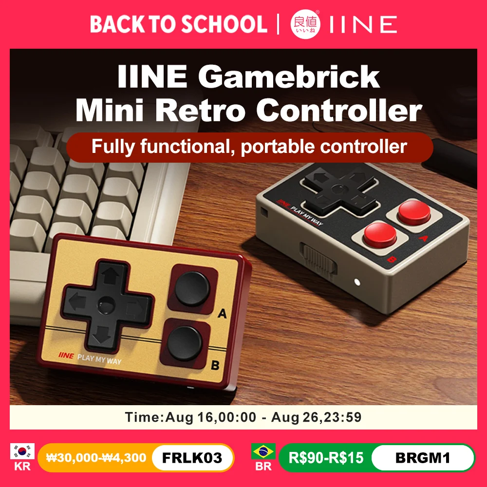 Controlador Mini IINE para iOS, Android, PC, Telefone, Gamebrick, Gamepad Retro, Controle de Câmera, Teclado Portátil, Modo Duplo