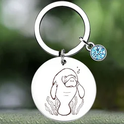 Cute Ocean animal Keychain Sea Manatee Key Chain Pendant Jewelry