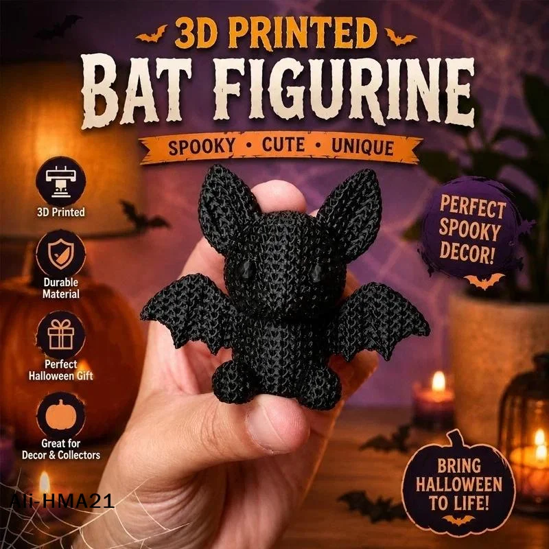 【H】Handmade Crochet Black Bat Stuffed Toy Soft Cute For Halloween Decor Gothic Gift Kids Room Decor