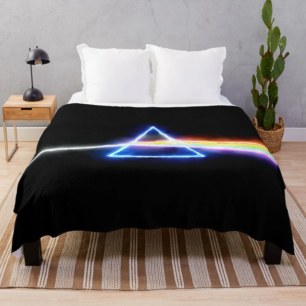 Pink Floyd Dark Side of The Moon Style Prism Rainbow Colors Throw Blanket Single Vintage blankets and throws Nap Blankets