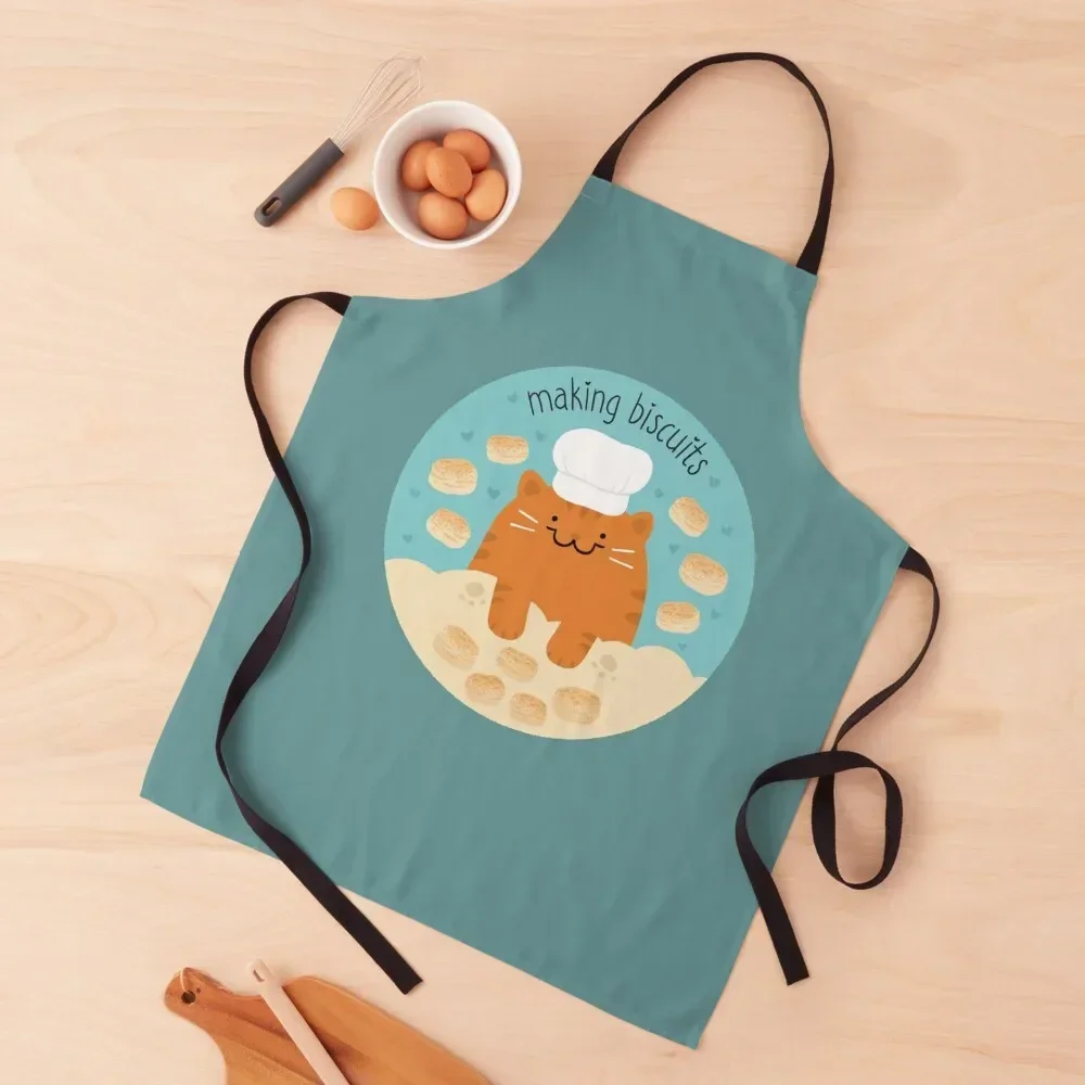 

Making Biscuits Orange Tabby Circle Apron Waterproof Kitchen For Women men Cooking Clothes Apron