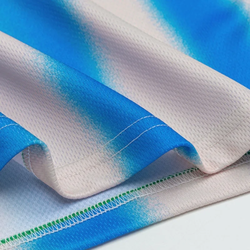 Blue and White Striped Utopia No.10 Cactus Jack Football Jersey Loose Casual Sports Mesh Short Sleeved Shirt T-shirt