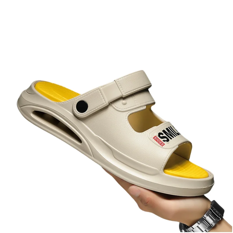 

Новые летние мужские уличные тапочки, пляжные сандалии, удобные шлепанцы для отдыха, мягкие сабо, мужская повседневная садовая обувь, мужские пляжные сандалии