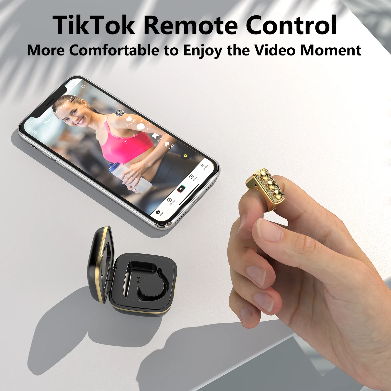 Mobile phone BT remote control TK Novel page Turner Take pictures Take videos Volume control a gift set with diamonds