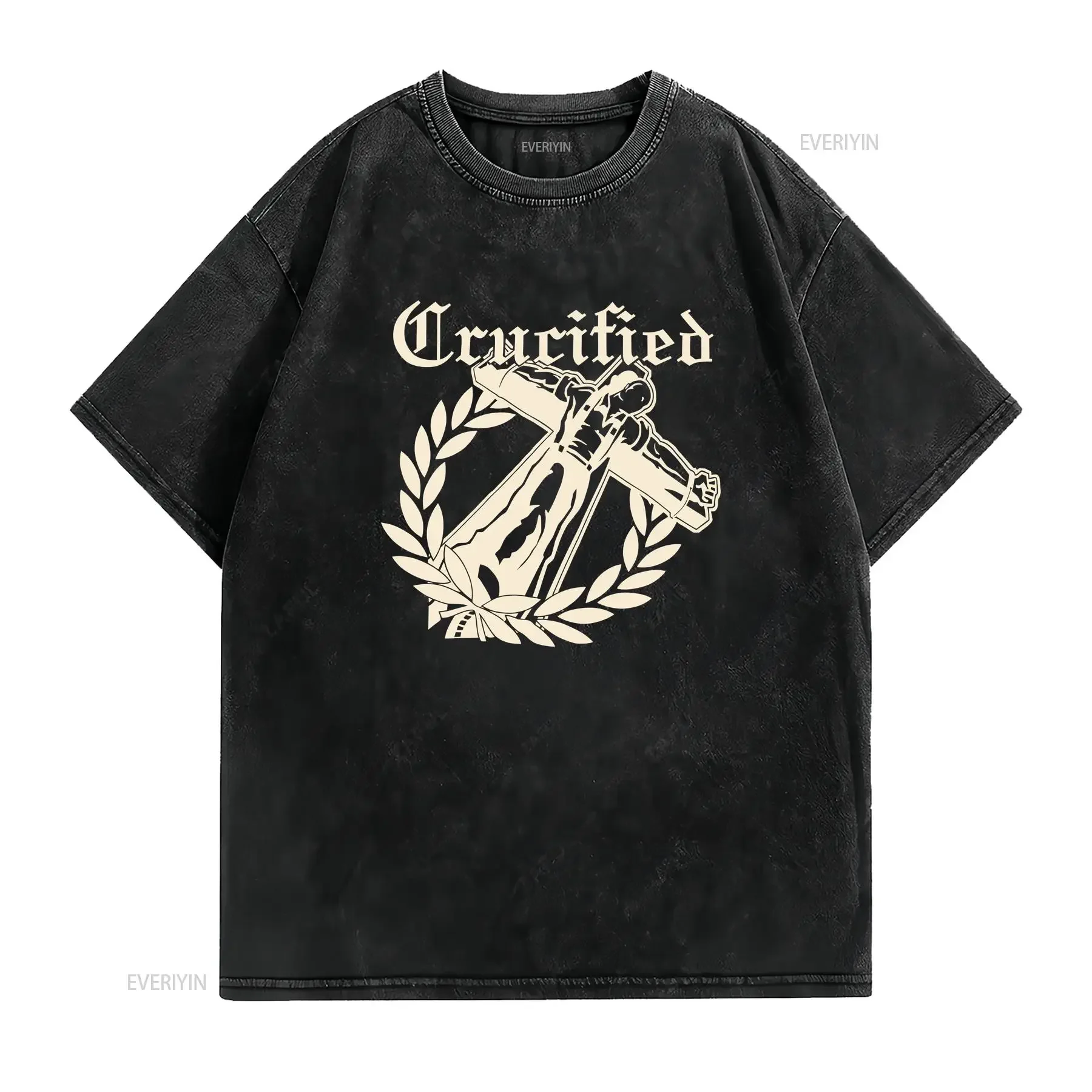 CRUCIFIED SKINHEAD shirt L OI IRON CROSS AGNOSTIC FRONT 4 SKINS TEMPLARS punk HC vintage Washed streetwear Stylish Comfortable