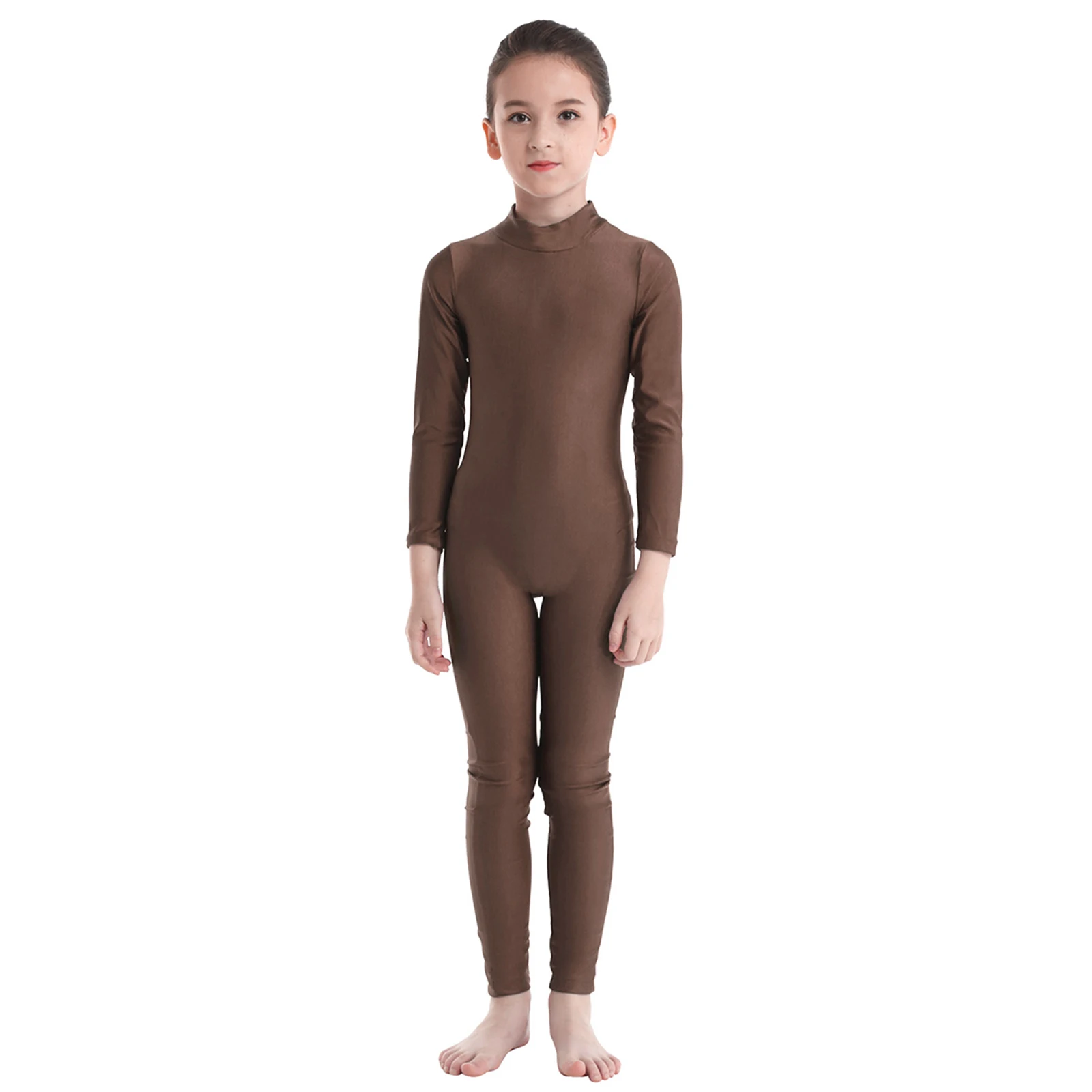 Kids Girls Ballet Dance Bodysuit Long Sleeves Full Body Gymnastics Leotard Jumpsuit Unitard Training Performance Dancewear