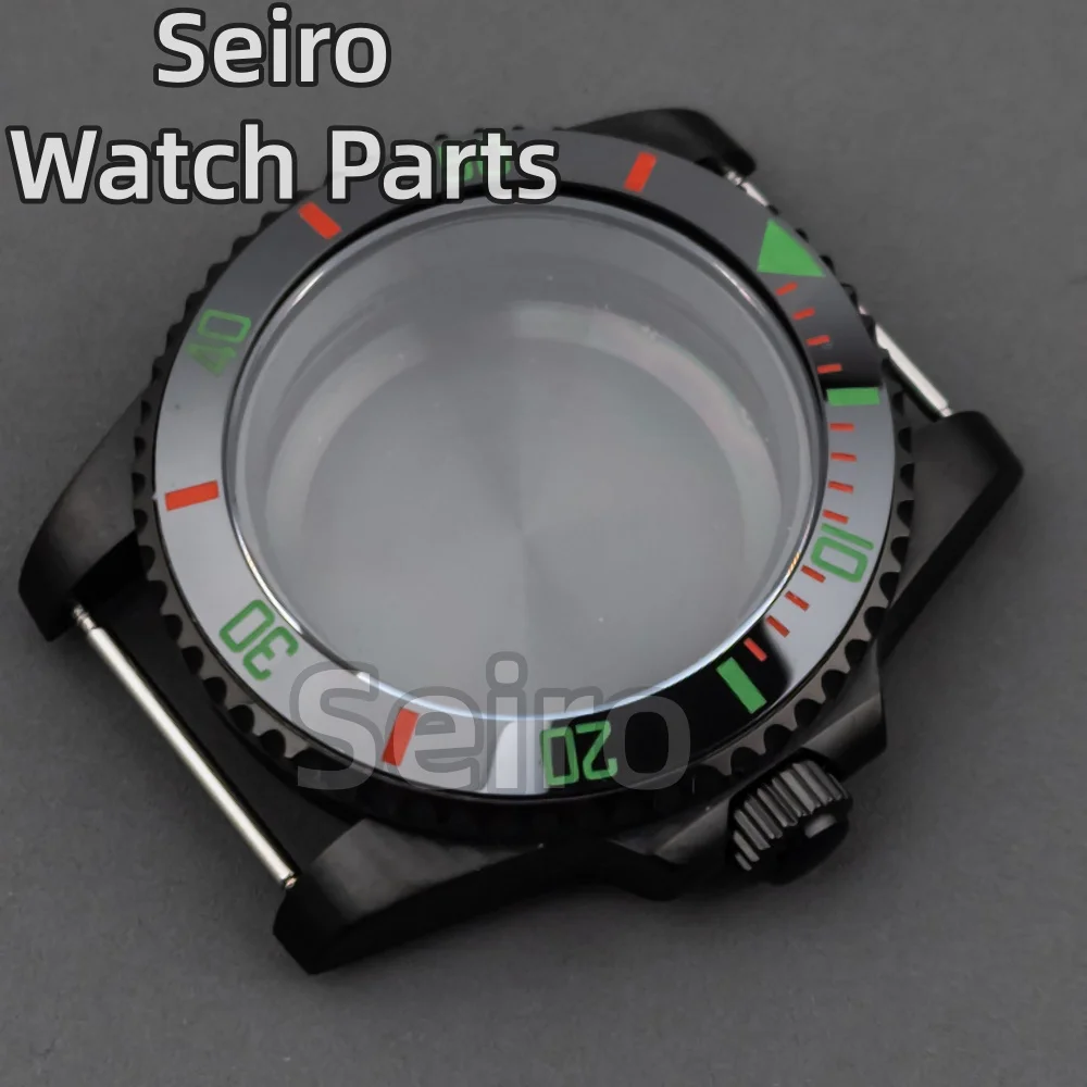 

40mm Black Men Watch Case stainless Steel Sapphire Glass waterproof fit NH34 NH35 NH36 Movement 28.5mm SUB GMT YACHT 20MM Strap