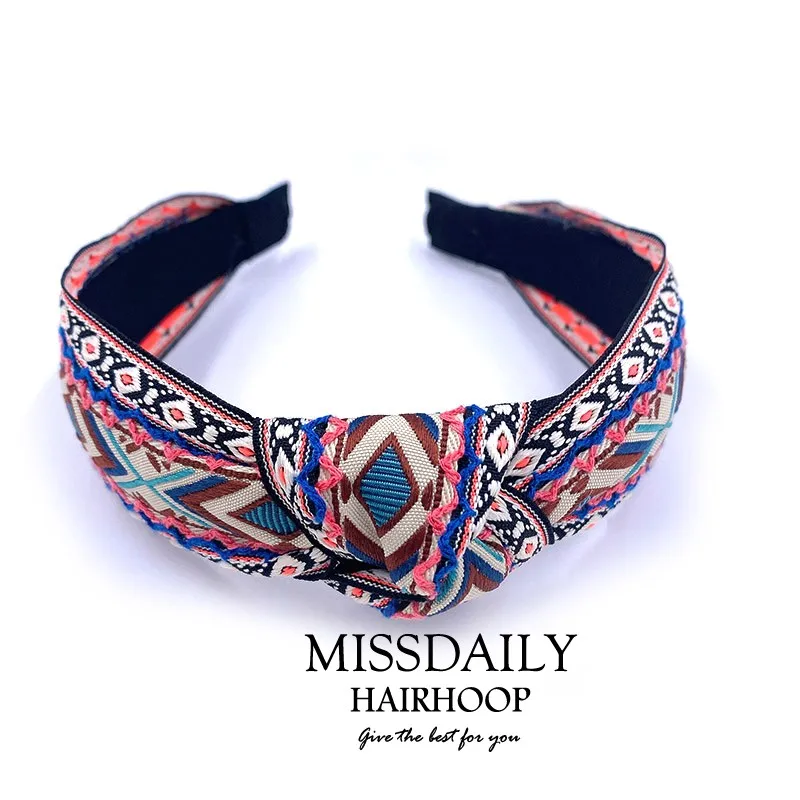 

Эле вышитая повязка для волос с узлом для путешествий на открытом воздухе, маленькая заколка для волос, женская модная повязка для лица, для похудения, этнический Sle