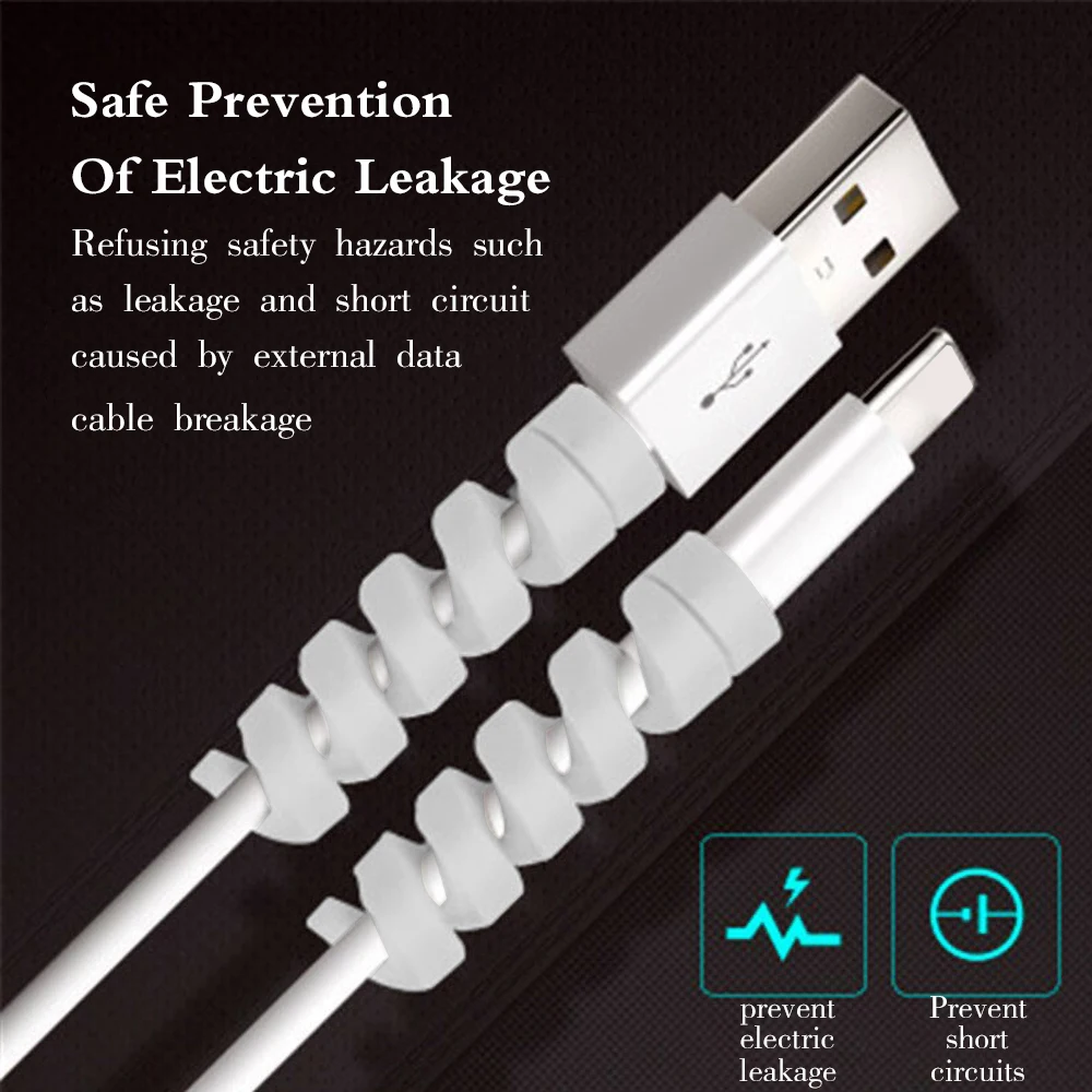 2PCS Spiral USB Charger Cable Saver Silicone Flexible Cable Wire Protector Management Organizer For All phone Data Lines