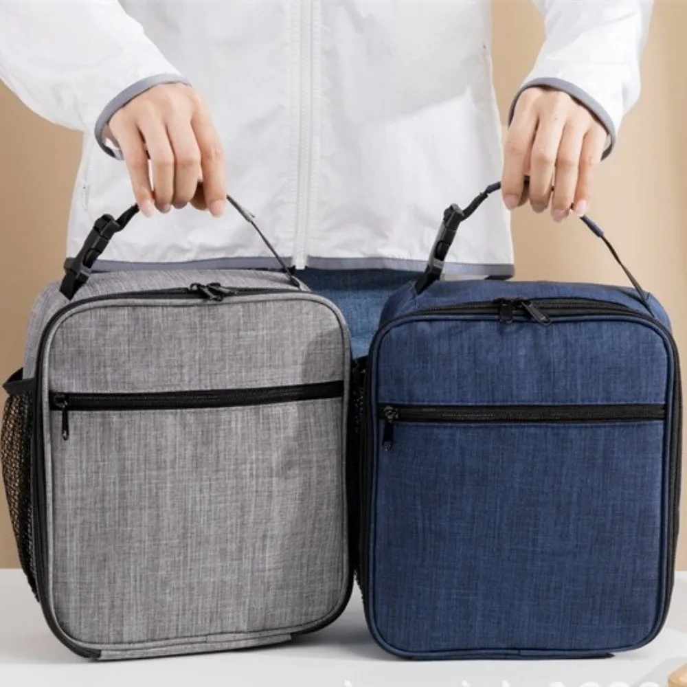 Eco-Friendly Oxford Cloth Thermal Lunch Bag Waterproof Square Insulated Lunch Box Leak-Proof Food Storage Outdoor Activities