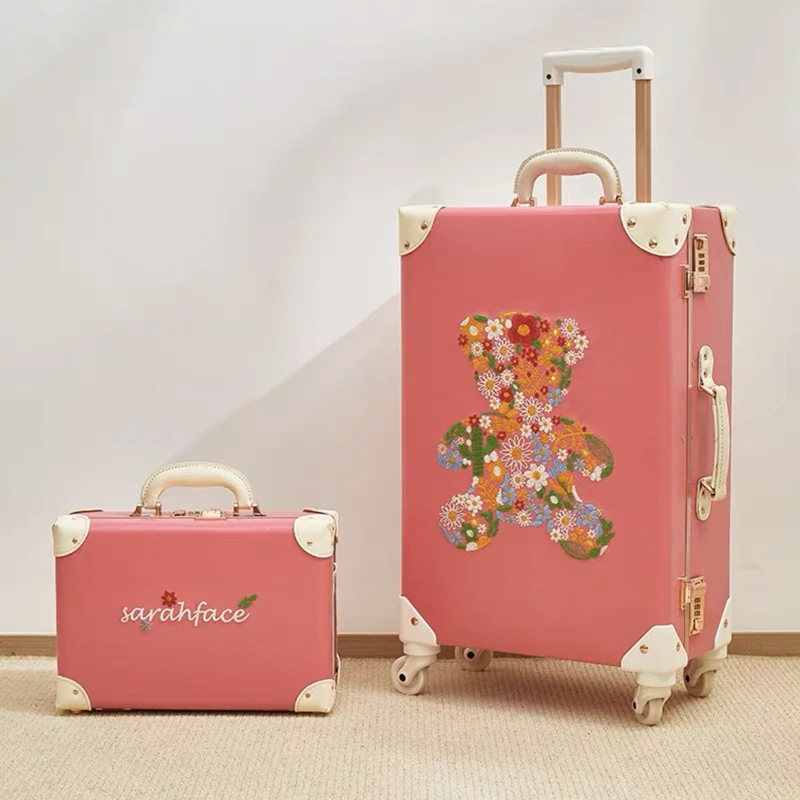 Hot!New Retro Rolling Luggage Spinner PU Leather Trolley Suitcase Borading Box Women Trolley Travel Bag Men Carry Ons Luggage