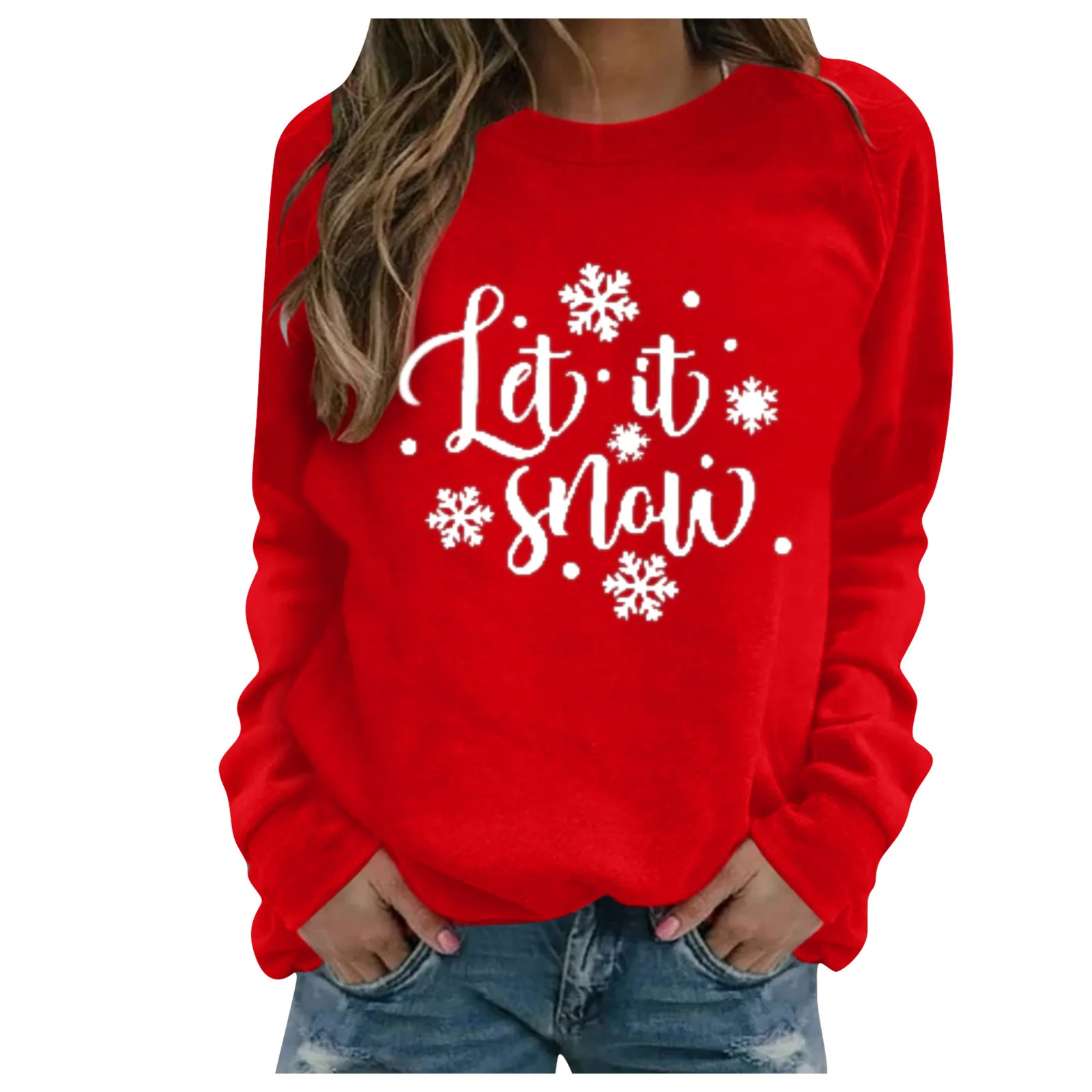 2023 Christmas Series Women'S Autumn And Winter Casual Fashion Printed Long Sleeve Round Neck Pullover Large Size Sweatshirt