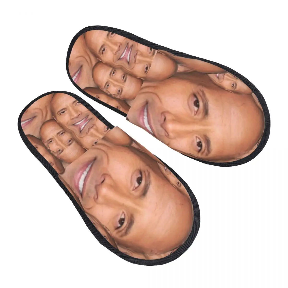 Custom The Rock Face Dwayne Memory Foam Slippers Women Comfy Warm American Actor Johnson House Slippers