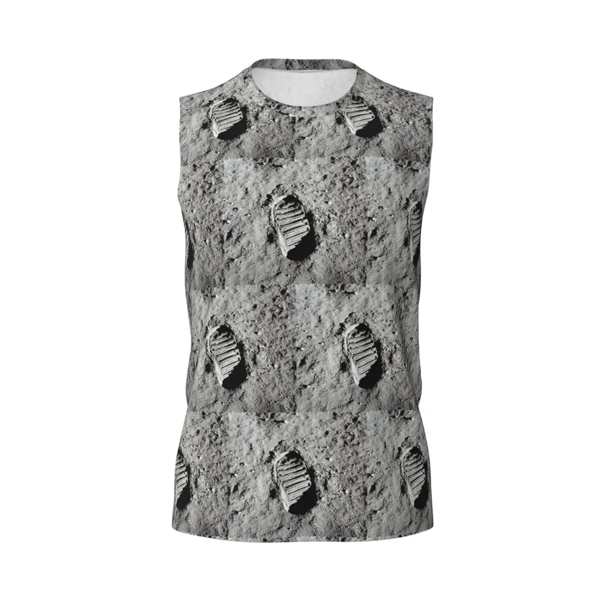 Footprint On The Moon By Buzz Aldrin Apollo Men Printed Sleeveless T-shirt Casual Hip Hop Street Style Beach Holiday Tank Tops