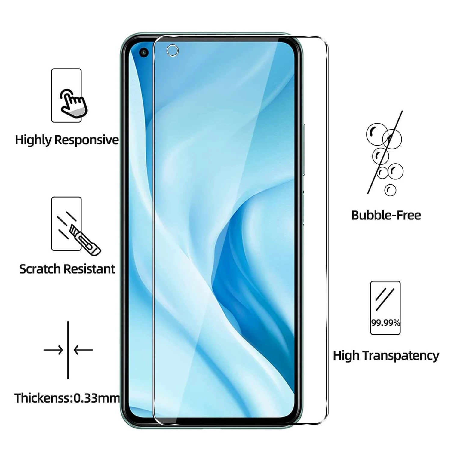 2/4 قطعة من الزجاج المقسى عالي الدقة لهاتف Xiaomi 11 Lite/ 11 Lite 5G NE #4