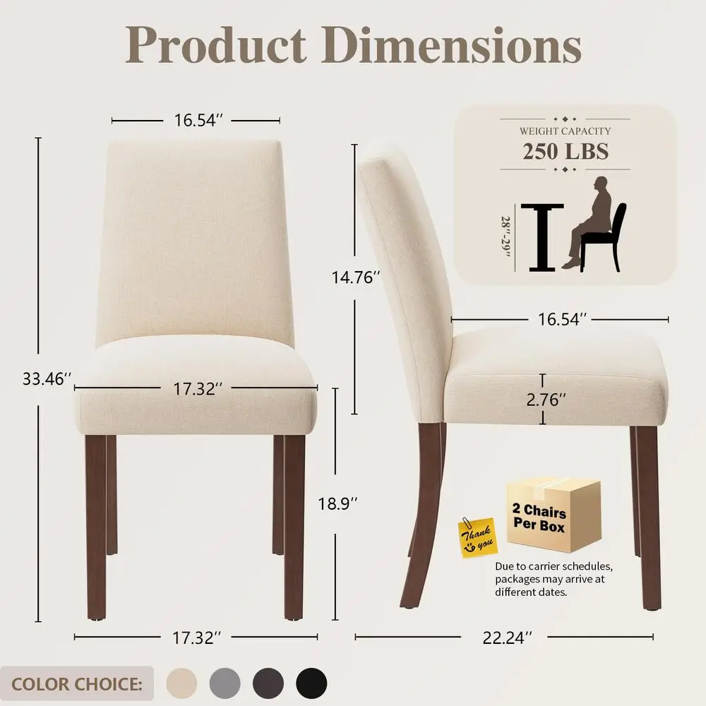 Chairs Set of 4, Modern Dining Room Chairs with Wooden Legs, Upholstered Kitchen Farmhouse Parsons Chairs for Restaurant amp Ca