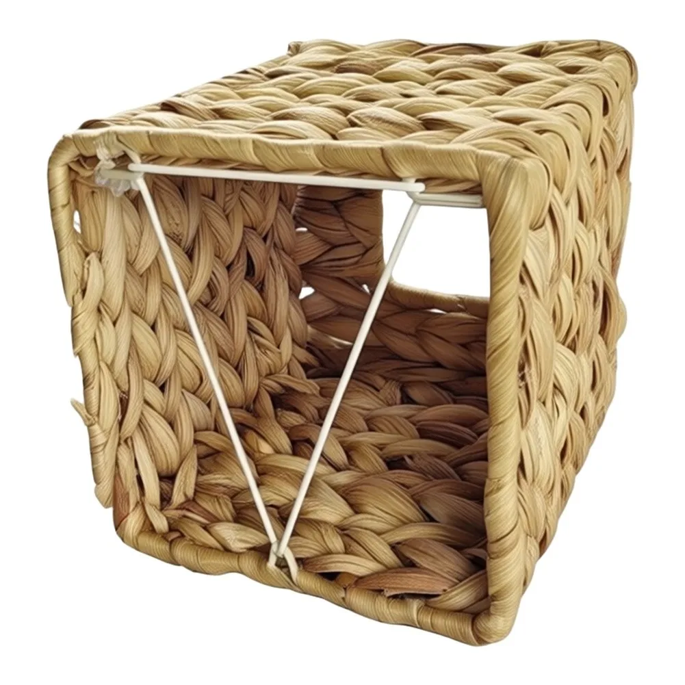 Water Hyacinth Woven Paper Box for Tissues Designed to Fit Standard Square Boxes in Residential and Commercial Spaces