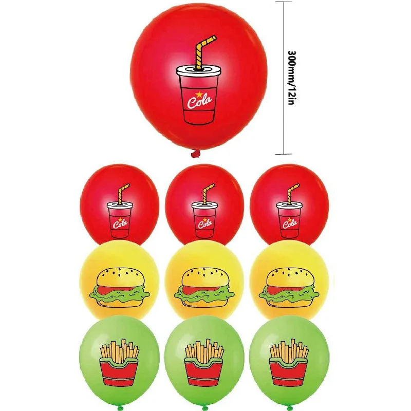 9pcs Hamburger Theme Birthday Party Decoration Balloon Set, Hamburger Cola Fries Balloon