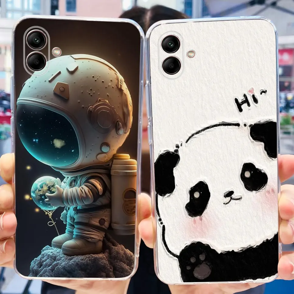 For Samsung Galaxy A04 4G Case Cute Astronaut Flower Soft Silicone TPU Cover For Samsung A04 SM-A045F Bumper Phone Case Fundas