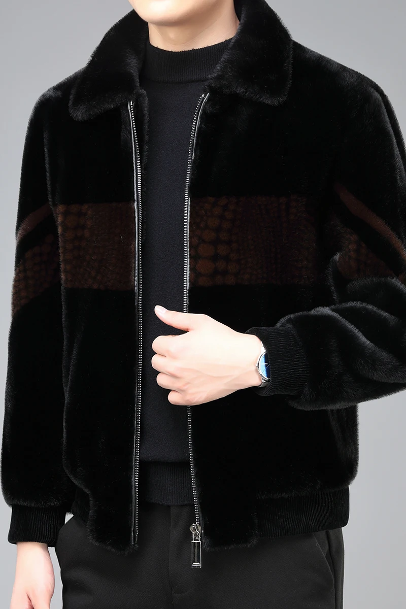 Winter Coats for Men Mens Faux Fur Coat 2024 Square Collar Winter Jacket Business Thickened Coat