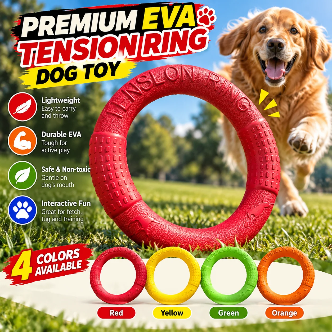 EVA Dog Ring Toy Floating Training Interactive Tug Fetch Play Durable Bite-Resistant Pet Chew Toys for Small Large Dogs 2 Sizes