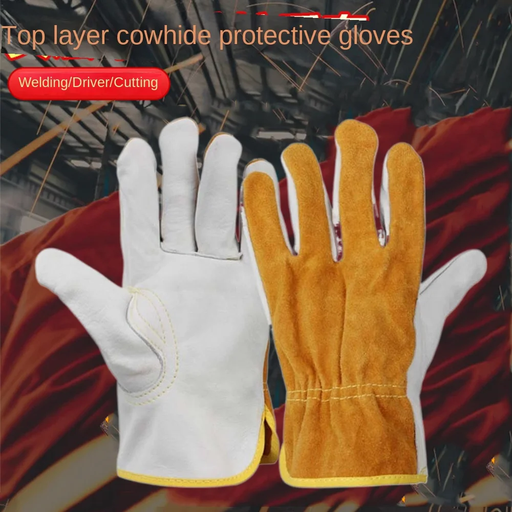 

1 Pair Security Protection Welding Gloves Safety Soft Leather Leather Work Gloves Labor Protection Durable Welder Gloves