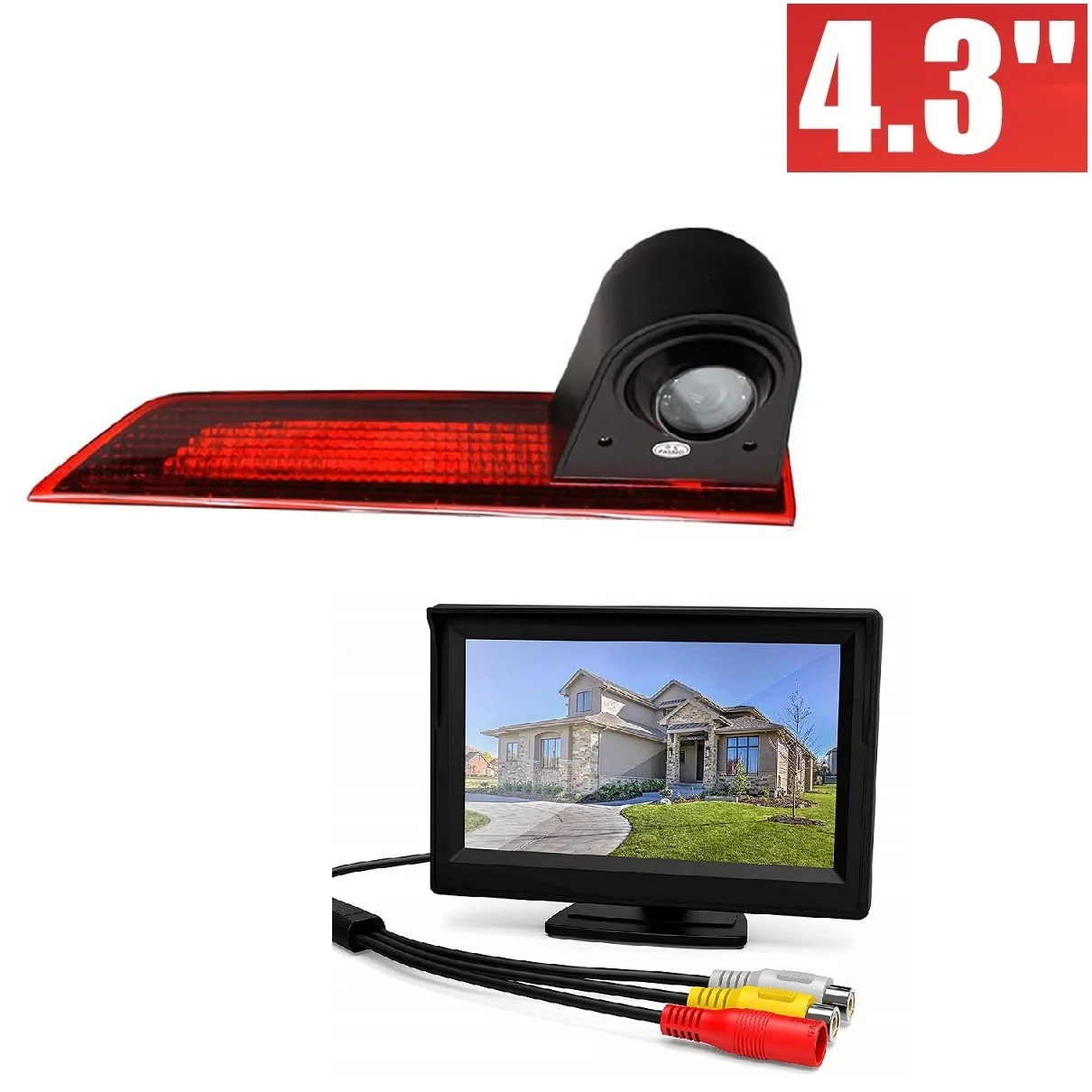 E9 HD 720P 3rd Brake Light Rear View Camera+4.3'' monitor for Transporter FORD Transit Custom V362 2012-2018,Night Vision Camera