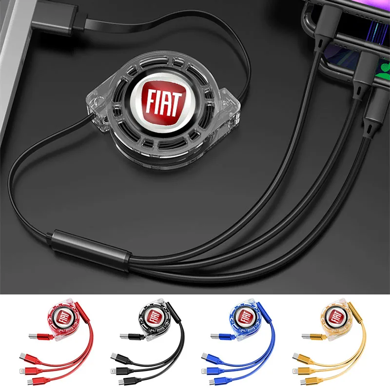 3 في 1 مايكرو USB نوع C كابل شحن شاحن متعدد لشركة فيات 500 بونتو باندا دوبلو ستيلو برافو فريمونت دوكاتو بوندو FR أبارث #3