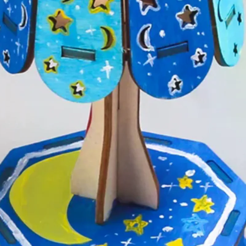 Zestaw do rękodzieła z drewna, kolorowa mała lampka stołowa, projekty naukowe DIY, drewniane puzzle 3D, zestaw do składania modeli, zabawki edukacyjne