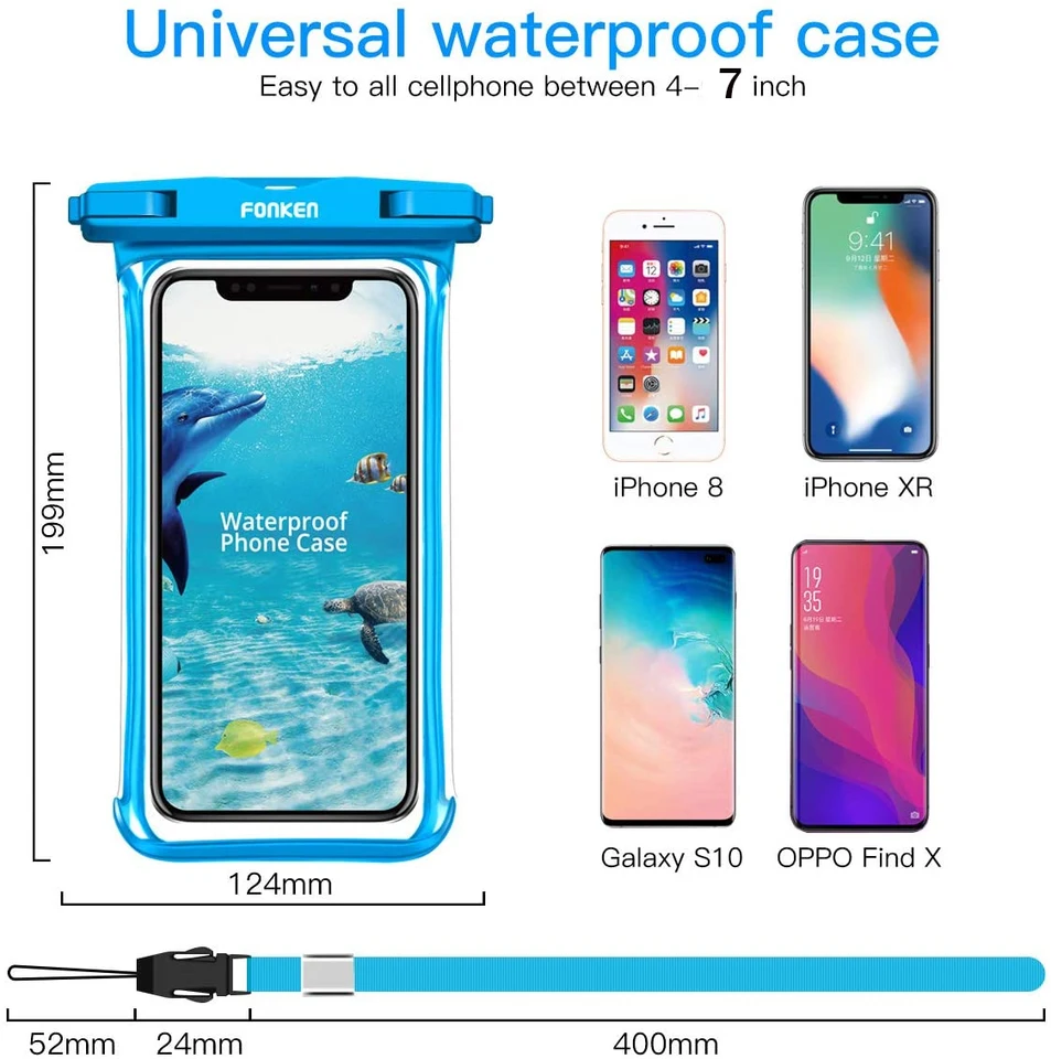 Bolsa universal impermeable para teléfono, funda tipo bolsillo, seca bajo el agua, compatible con Apple iPhone, Huawei, Xiaomi, Samsung 6