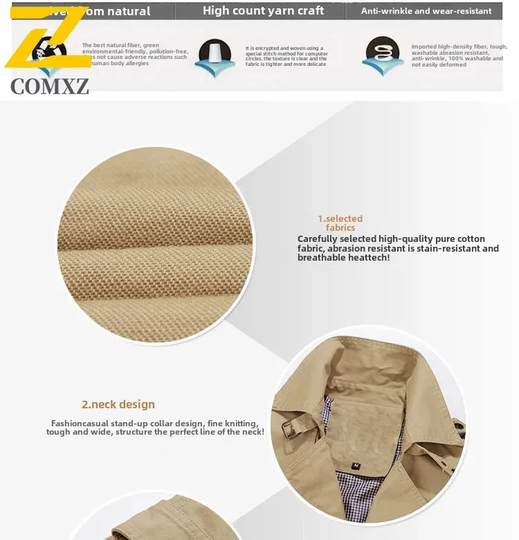 2024 Spring/Summer New Solid Color Medium Long Coat for Men, Casual, Loose, Comfortable, High Quality Large Size Windbreaker