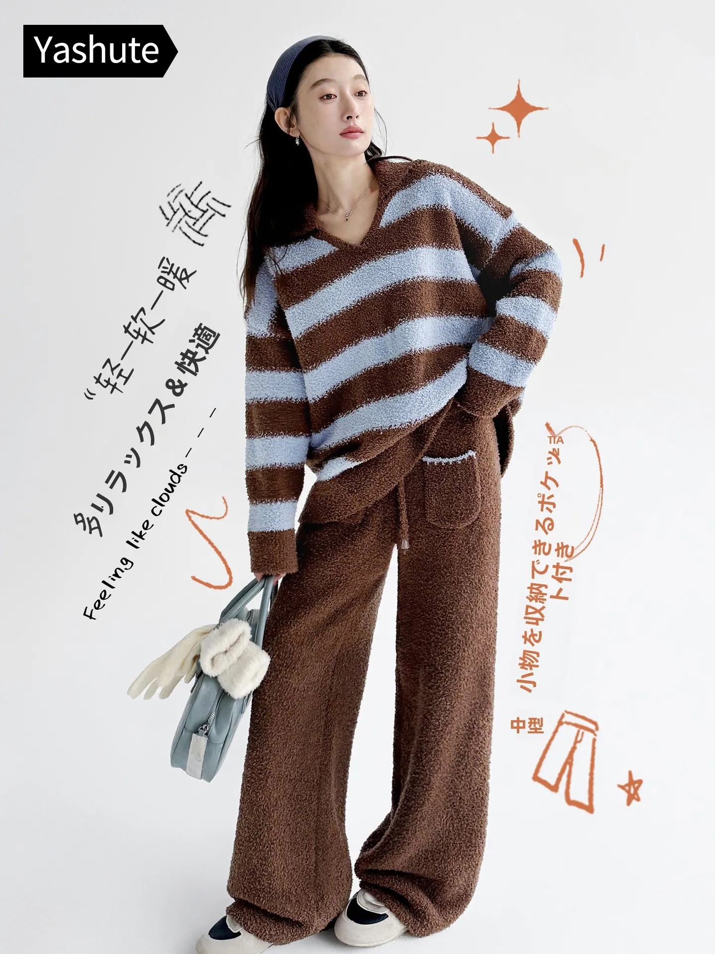 thiened-coral-fce-pyjamas-femmes-automne-hiver-maison-vetements-ensemble-raye-vetements-d'exterieur-ible-v-ne-long-sve-spwear