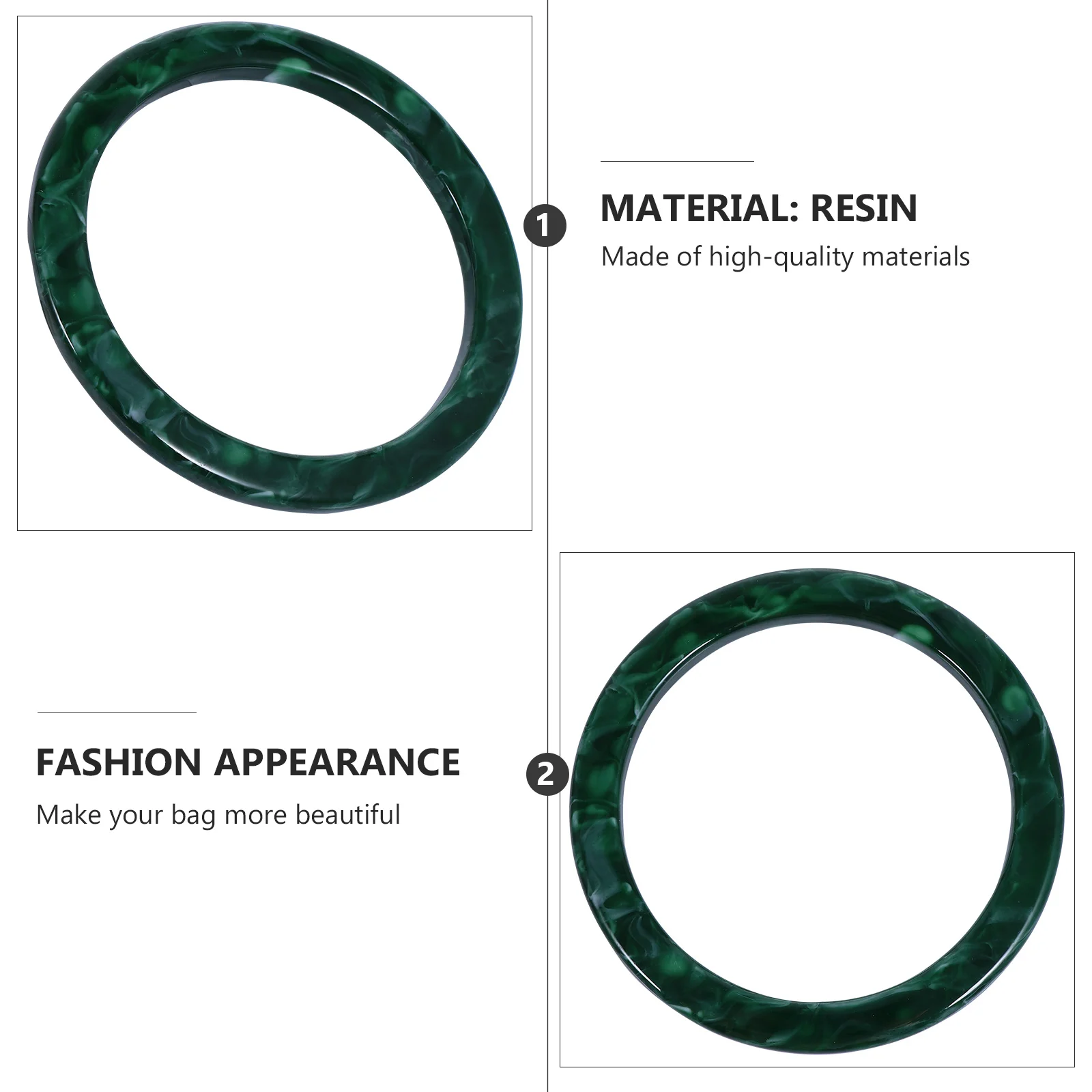 

2Pcs Color Block Resin Bag Handles DIY Round Bag Handle Rings Lightweight Durable Stylish Accessories for Handbag Making Tote