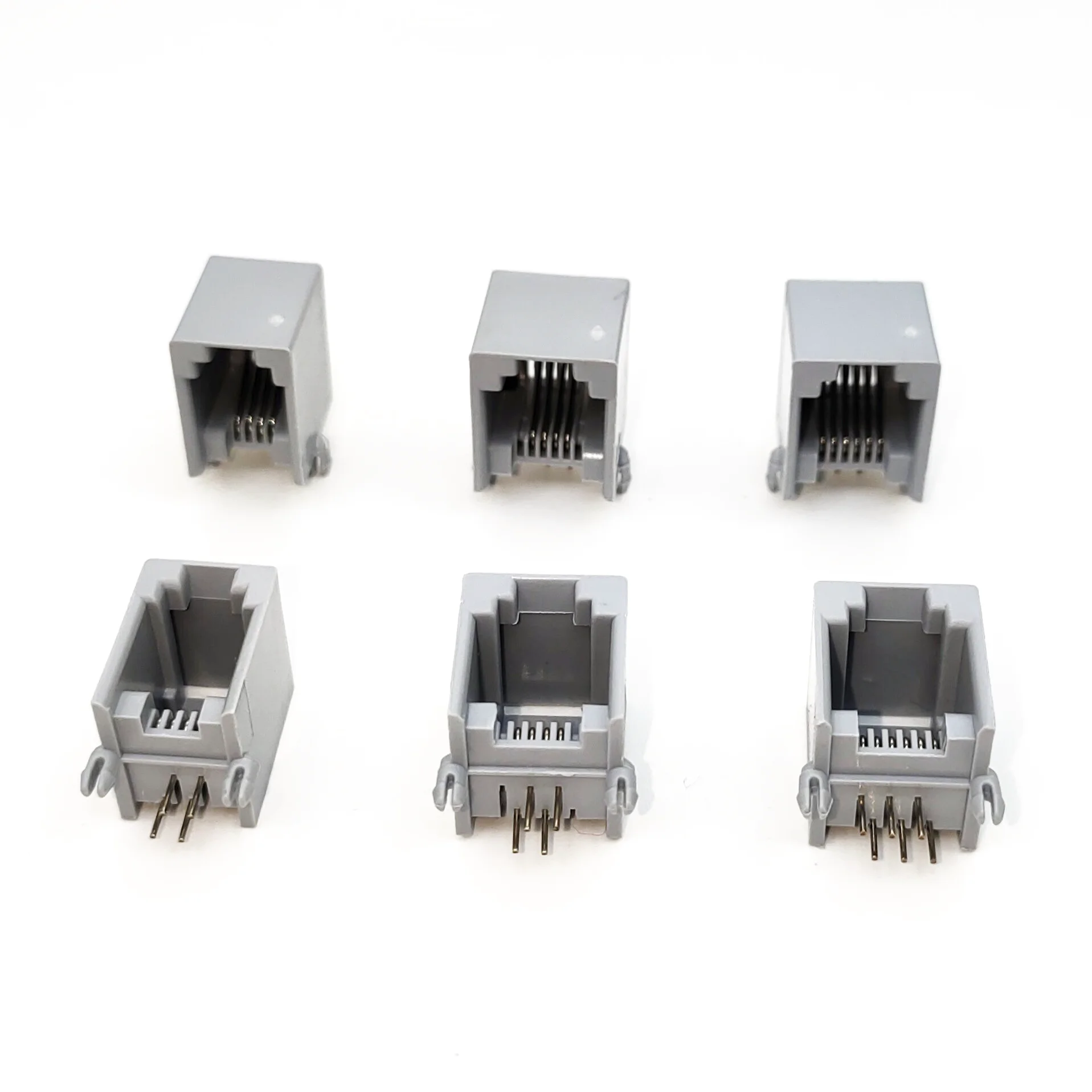 20pcs RJ11 Telephone Socket Gray 4P4C 6P4C 6P6C Plug Horizontal Right Angle 4P4C 4-pin Female Jack PCB Connector