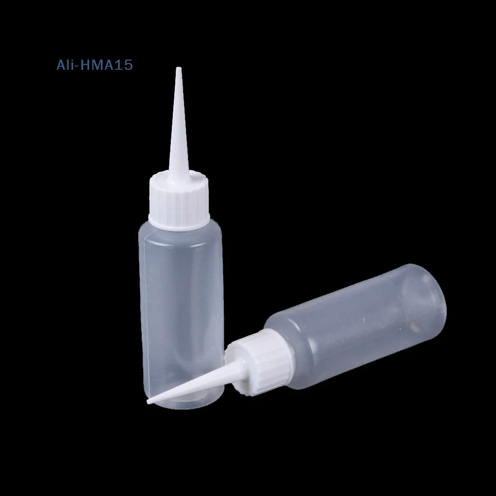 2PCS 50ml PE Squeezable Liquid Bottle Empty Glue Bottle With Lids Refillable Applicator Eye Liquid Oil Needle Dropper Container