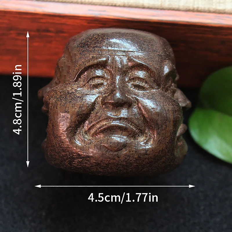 Four Face Buddha Head Statues Indoor Office Home Decoration Collectibles Chinese Hand Carved Wooden Tibetan Buddhism