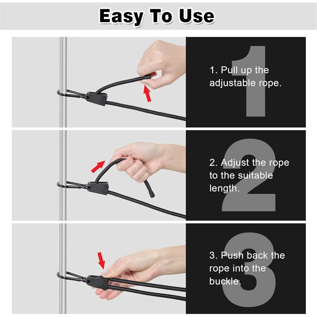 BAAQ 8Pcs 48in Adjustable Carabiner Bungee Cords with Hooks,Adjust From 7in to 48in, for Cargo, Bike, Luggage,Carts,Truck,Etc