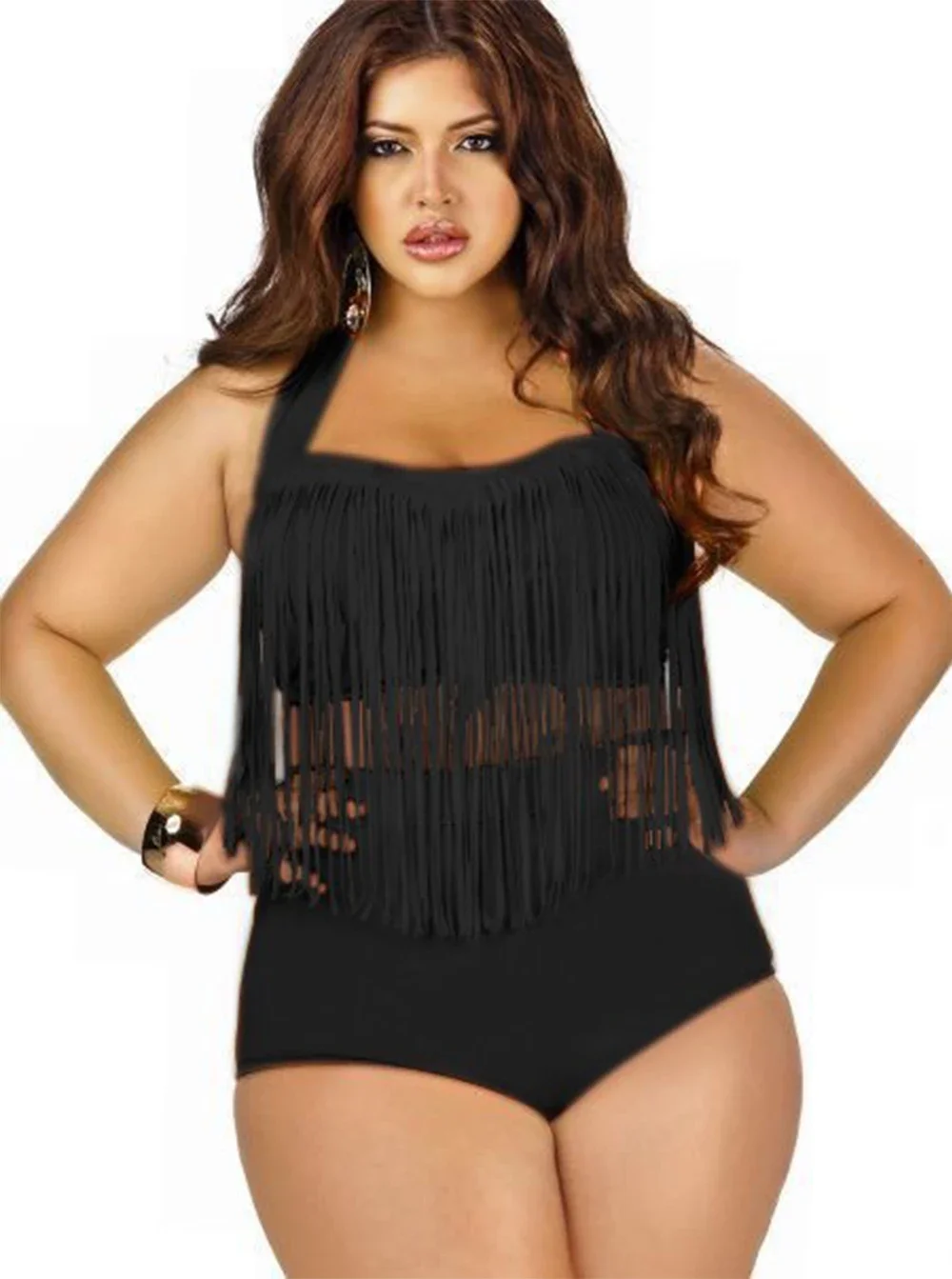2023 HOT Sale Plus Size Split Swimsuit Women Sexy Retro Padded Push Up Tassel High Waist Swimsuit Strój kąpielowy damski biqiuni