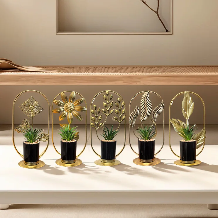 

Creative metal, imitation potted ornaments, geometric shapes, wrought iron plants, living room accessories, home decoration