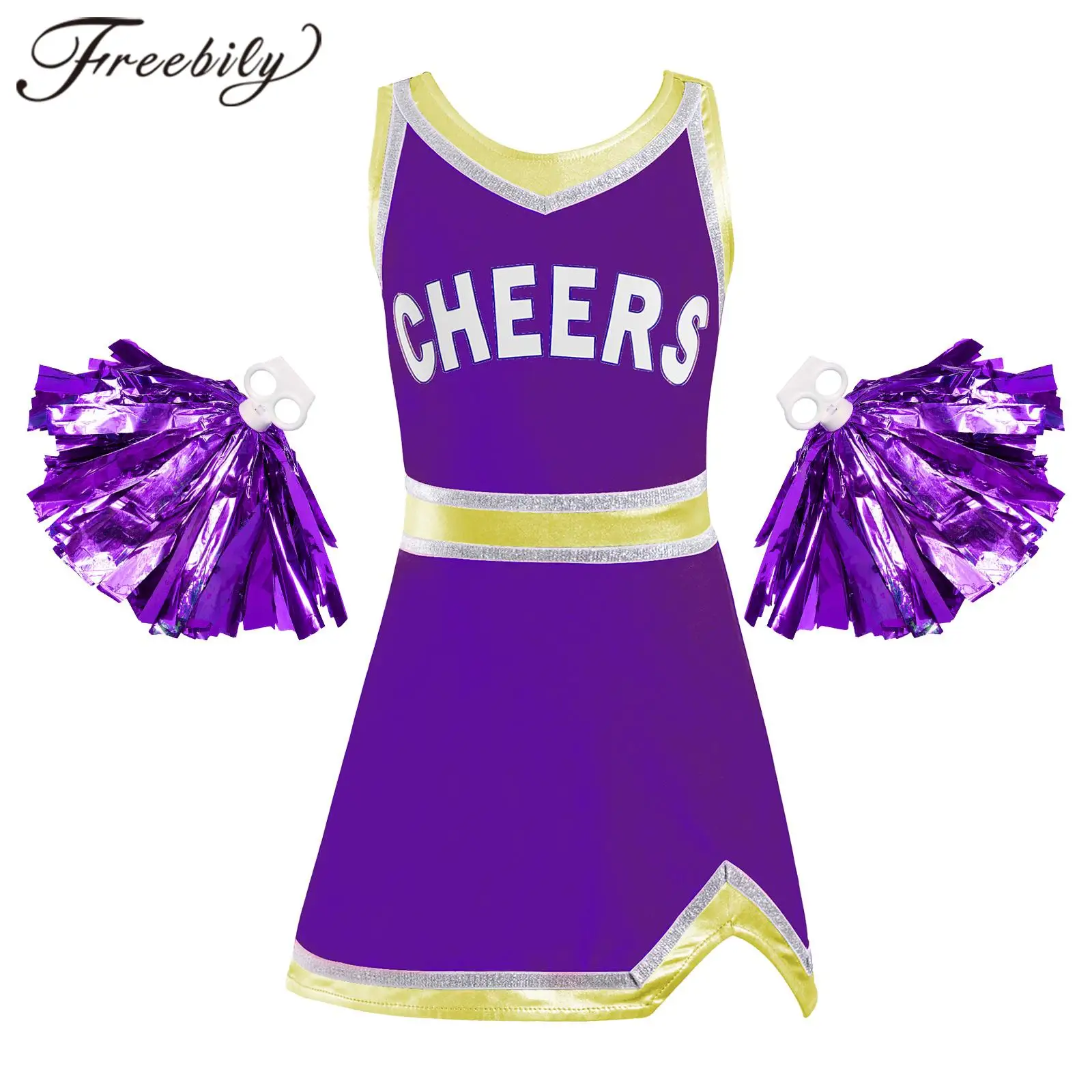 

Kids Cheerleader Costumes Dancewear School Girls Cheerleading Uniforms for Dancing Competition Cosplay Dress Flower Ball Set