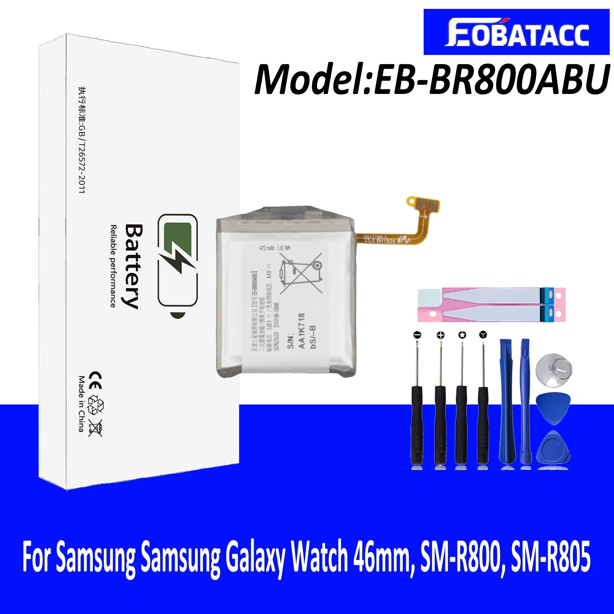 EB-BR800ABU Replacement Battery For Samsung Galaxy Watch 46mm SM-R800 SM-R805 SM-R810 Hight Capacity Batteries +Tools