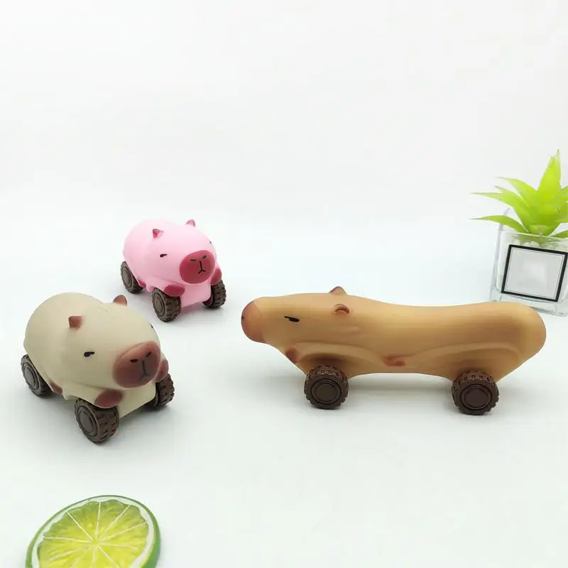 Capivara carro pitada brinquedo capivara mão relaxar brinquedo com rodas criativo portátil ventilação brinquedos aconchegante engraçado pitada brinquedo para crianças adultos